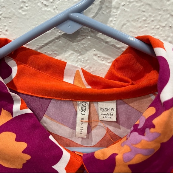 Cato Blouse Women's 22/24W Bold Floral Button Down Hippie Dopamine Boho - Picture 6 of 8